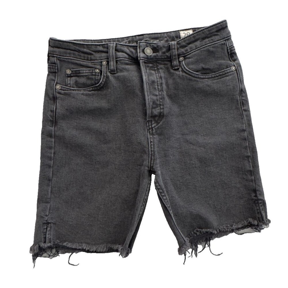 Free People We The Free Black Denim Shorts Women 29 Raw Hem Cutoff High Rise